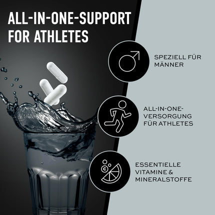 ESN Athlete Stack Men, 210 kapsulas, visi nepieciešamie vitamīni un minerālvielas, vegāns - ražots Vācijā