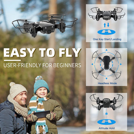 Mini drons ar 720P kameru bērniem, TEEROK RC FPV kvadrokopters ar WiFi tiešraides pārraidi, 2 akumulatori, ilgs lidojuma laiks, augstuma noturēšana, pacelšanās/nosēšanās ar vienu taustiņu, bezgalvas režīms, 3D pagriezieni iesācējiem