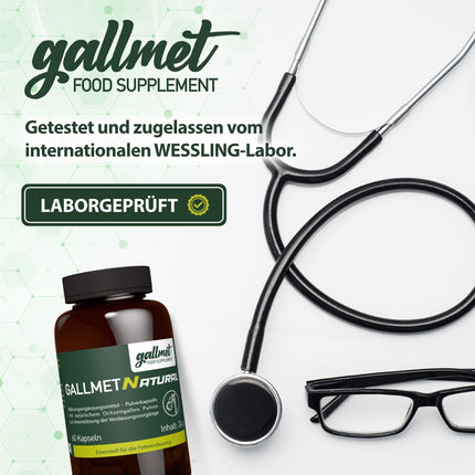 GALLMET Natural 60x vērša žults 125 mg žults sāls dabiski atbalsta gremošanas problēmas, tauku gremošanu, atbalstu pēc žultsakmeņiem - vērša žults kapsulas 125 mg vienā kapsulā - Ražots ES