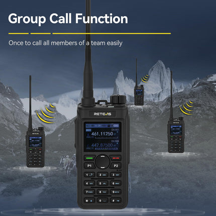 Retevis C62 divu joslu rācija, profesionāls radioamatieris ar LCD ekrānu, augstas veiktspējas divvirzienu radio, 2000 mAh, pārgājieniem/medībām/kempingam (melns, 1 iepakojums)
