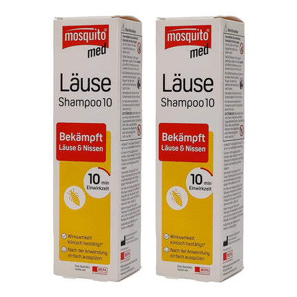 Mosquito med Lice šampūns 2x 100ml - cīnās ar galvas utīm un gnīdām | Ātri un efektīvi | Praktisks pielietojums | Utu līdzeklis | Utu ārstēšana | Vērtību komplekts plus Pharma Perle dāvanu izloze