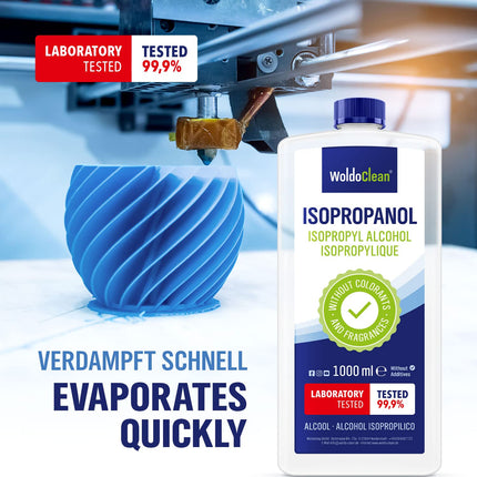 Izopropanola 99,9% tīrīšanas spirts un attaukošanas līdzeklis - 1000 ml mājsaimniecībai, darbnīcām, elektronikai, stiklam, plastmasai un metālam