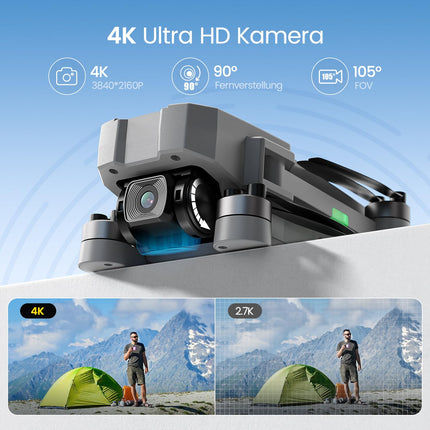 Holy Stone HS440G drons ar 4K kameru pieaugušajiem, 23 minūšu lidojuma laiks, bezsuku motors, GPS seko man, automātiska atgriešanās, 5G FPV pārraide, salokāms kameras drons zem 249 g iesācējiem, C0
