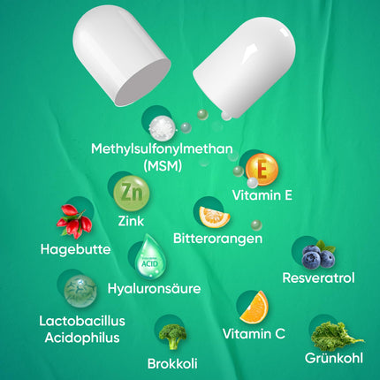 Vegānu kolagēna kapsulas - ar hialuronskābi, cinku, MSM, C un E vitamīniem, resveratrolu - 180 kapsulas - kolagēna pastiprinošs komplekss - ādai, matiem un kolagēna veidošanai - laboratoriski pārbaudīts - WeightWorld