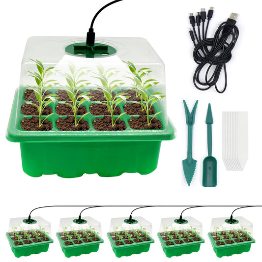 5 daļu iekštelpu siltumnīcas audzēšanas kaste, mini siltumnīcas audzēšanas komplekts ar gaismu, stādu audzēšanas kaste ar 2 instrumentiem un 10 etiķetēm, siltumnīcai, dārzkopībai