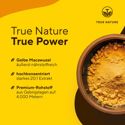Maca kapsulas Gold 20:1 augsta deva - 8000 mg vienā kapsulā (200 kapsulas) Augstākās kvalitātes Maca ekstrakts - vegāns, ražots Vācijā - TRUE NATURE®