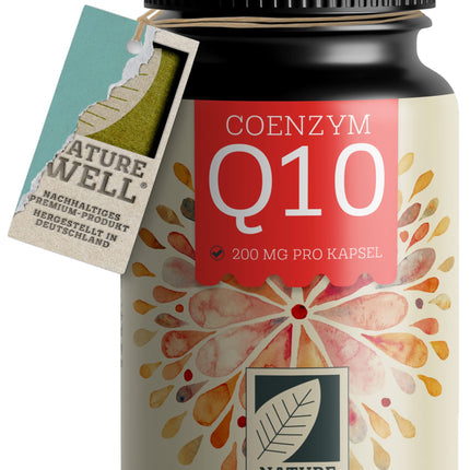 Q10 kapsulas ar lielu devu 120x ar 200 mg koenzīma Q10 vienā kapsulā, augstas kvalitātes vegānisks koenzīms Q10 no fermentācijas, bez nevēlamām piedevām, piegādā 4 mēnešus - NatureWell