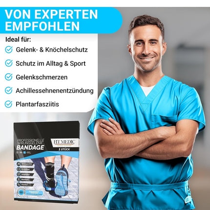 FIT MEDIC potītes atbalsts | Profesionāla pēdas ortoze, regulējama un elastīga | Unisex potītes pārsējs potītes sporta futbolam Ahilleja cīpslas potītes aizsardzībai locītavu sāpēm pret sastiepumiem