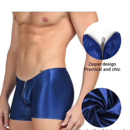 ohyeahlady Vīriešu seksīga apakšveļa ar mitru izskatu, erotiskas biksītes vīriešiem, māsu biksītes, geju apakšveļa, apakšbikses, mākslīgā āda, lieli izmēri, seksīga apakšveļa, stringi, ādas šorti, zili, L