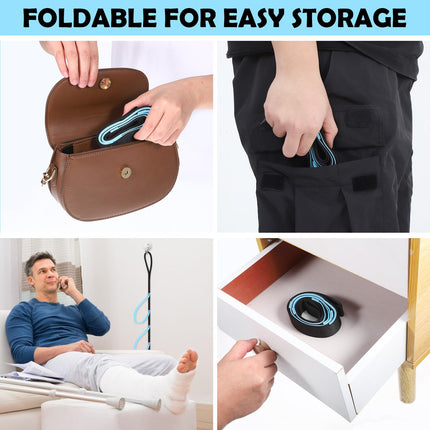 Kāju pacelšanas josta, kāju pacēlājs drošai pārvietošanās palīdzībai. 102 cm stāvēšanas palīglīdzeklis senioriem ar mīkstiem rokturiem lietošanai mājās no gultas, dīvāna, automašīnas.