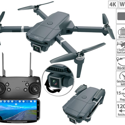 Simulus kvadrokopters: salokāms Wi-Fi drons ar bezkontaktu motoru, interaktīvu. 4K tiešraides skata kamera (drons ar HD kameru, tālvadības drons, helikopters)