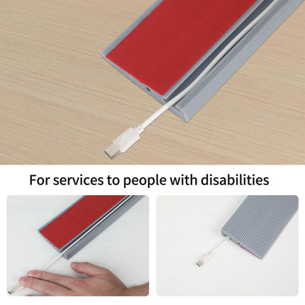 Pašlīmējoša durvju sliekšņa rampa, elastīga ratiņkrēslu rampa, PVC sliekšņa rampa ar kabeļu kanālu, apmales rampa ratiņkrēsliem, slaucīšanas roboti, skrejriteņi (pelēka, 7,5 x 1 x 90 cm)