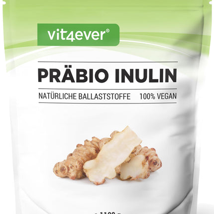 Prebio inulīna pulveris - 1100 g (1,1 kg) - Augsts šķiedrvielu saturs - Prebiotiķis - Kontrolēts atlieku saturs - Izcelsme: Eiropa - Dabiski iegūts no cigoriņu saknes - 100% vegāns
