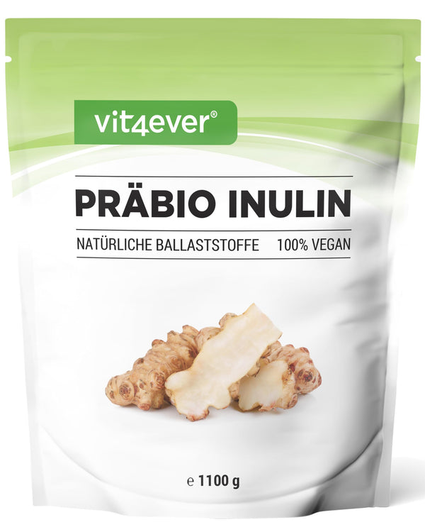 Prebio inulīna pulveris - 1100 g (1,1 kg) - Augsts šķiedrvielu saturs - Prebiotiķis - Kontrolēts atlieku saturs - Izcelsme: Eiropa - Dabiski iegūts no cigoriņu saknes - 100% vegāns