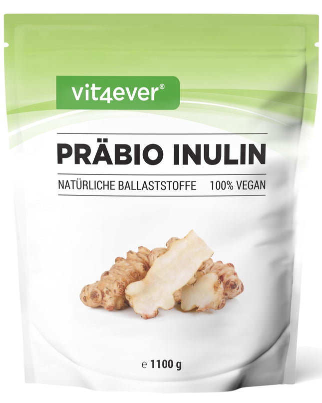Prebio inulīna pulveris - 1100 g (1,1 kg) - Augsts šķiedrvielu saturs - Prebiotiķis - Kontrolēts atlieku saturs - Izcelsme: Eiropa - Dabiski iegūts no cigoriņu saknes - 100% vegāns