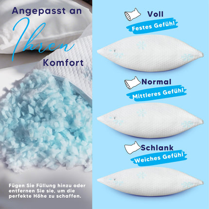CloudÉtoile Memory Foam spilvens - augstumā regulējams ortopēdisks spilvens ar sasmalcinātām Memory Foam ergonomiskām kakla spilvena detaļām, spilvens gulēšanai uz sāniem 50x30cm