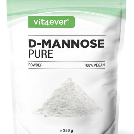 D-mannozes pulveris - 250 g - (4,1 mēneša piegāde) - No augu fermentācijas - Laboratorijā pārbaudīts - Tīrs un dabīgs - Bez piedevām - Vegāns