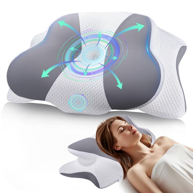 Ortopēdiskais spilvens kaklam, galvas spilvens kakla sāpēm, atmiņas putu spilvens kakla un plecu sāpēm, ergonomisks galvas spilvens sānu, muguras un vēdera gulētājiem, 64 x 39 x 14/10 cm