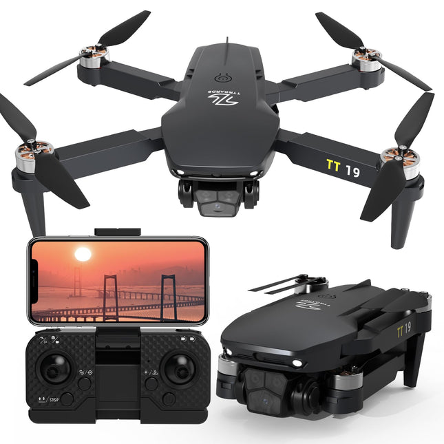TT19 mini drons ar kameru 180° šķēršļu novēršana 40KM/H maksimālais ātrums RC FPV droni iesācējiem pieaugušajiem bezkontaktu motora drons 5G Wifi regulējama kamera 1080p salokāms kvadrokopters