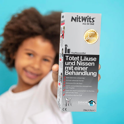 NitWits utu līdzeklis bērniem – universāls utu atbaidīšanas aerosols galvas utīm un gnīdām – alternatīva utu šampūnam – nav jāķemmē – viegli lietojams