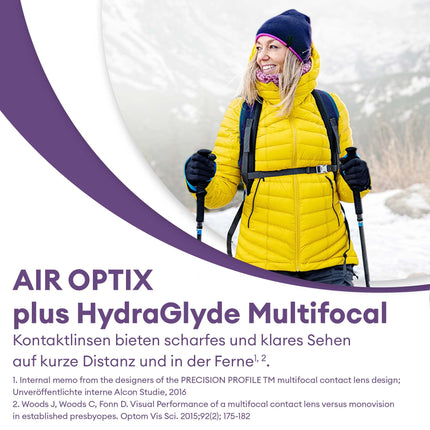 Air Optix plus HydraGlyde Multifocal mīkstās mēneša lēcas | 3 gabali | BC 8,6 mm | DIAMETRS 14,2 mm | PIEVIENOT ZEMU | +02,00 dioptrijas