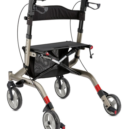 Bischoff &amp; Bischoff Capero rollators, salokāms – viegls rollators lietošanai iekštelpās un ārā, staigulītis ar muguras siksnu, spieķa turētāju un noņemamu sieta maisiņu, platīna krāsā