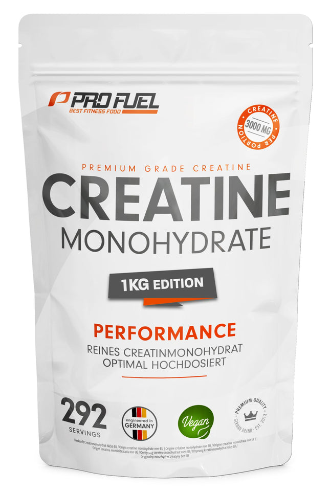 Kreatīna pulveris 1kg / 1000g tīrs kreatīna monohidrāts mikronizētā kvalitātē - optimāli dozēts kreatīna monohidrāts - kreatīna pulveris bez piedevām, 100% vegāns, pietiek 292 dienām