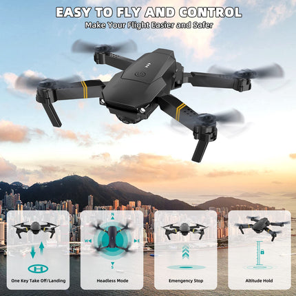 Drons ar kameru 1080P drons iesācējiem RC kvadrokopteru drons bērniem, FPV mini drons, augstuma noturēšana, pacelšanās/nosēšanās ar vienu taustiņu, 3D apgriešana. Dāvanas meitenēm/zēniem (Dark-011)