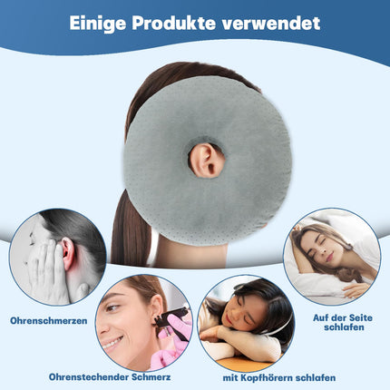 Topzora pīrsinga spilvens ar caurumu – donuta spilvens sānu gulētājiem ausu sāpju mazināšanai, pīrsinga spilvens sānu gulētājiem ausu sāpju mazināšanai, donuta ausu spilvens – pelēks