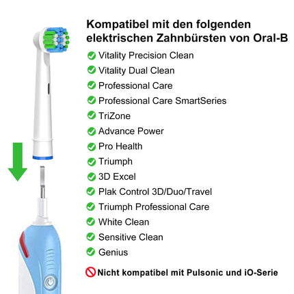 16 zobu birstes galviņas, kas saderīgas ar Oral-B zobu birstēm, profesionālas zobu birstes galviņas, kas piemērotas Oral-B elektriskajām zobu birstēm, 8 baltas un 8 melnas.