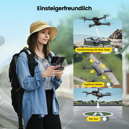 Holy Stone HS290 salokāms drons ar 1080P kameru iesācējiem, RC droni ar FPV pārraidi, ilgs lidojuma laiks, lietotnes vadība, optiskās plūsmas kameras droni, pilns rotaļlietu dāvanu komplekts bērniem, C0