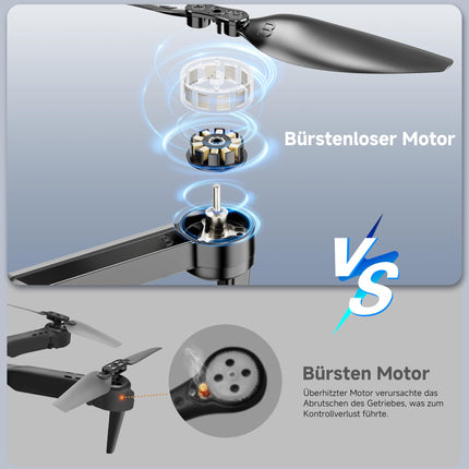 PLEGBLE drons ar 4K kameru bērniem, mini drons pieaugušajiem, bezkontaktu motora FPV RC drons ar 5G WiFi, augstuma noturēšanu, 3D apgriešanu, bezgalvas režīmu, lidojuma trajektoriju, rotaļlietu dāvanas zēniem no 8 gadu vecuma