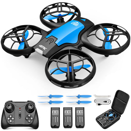 4DRC V8 mini drons bērniem, RC kvadrokoptera mini drons ar 3 baterijām, 27 min. Ilgs lidojuma laiks, rokas sensors, automātiska augstuma saglabāšana, 360° rotācija, bezgalvas režīms, vienas pogas iedarbināšana iesācējiem, zils