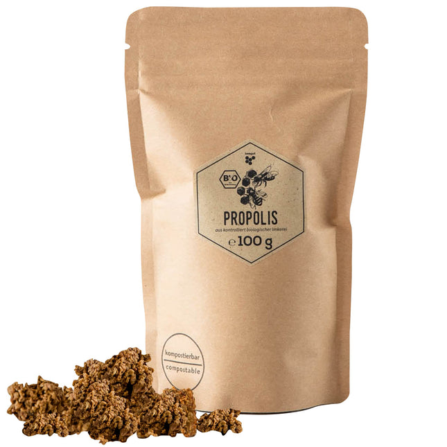 beegut BIOLOĢISKAIS propoliss neapstrādāts, dabīgs, svaigi novākts un tīrs propoliss, 100 g neapstrādāta propolisa jūsu pašu pārstrādei, 100% no BIOLOĢISKĀS biškopības
