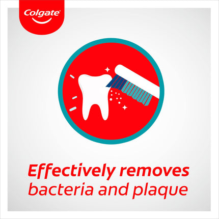 Colgate Extra Clean zobu birste, 3 daļas – Manuāla zobu birste ar vidēji cietiem sariem, kas iztīra starp zobiem un aizmugurējos zobus – Zobu tīrīšana ar integrētu mēles tīrītāju
