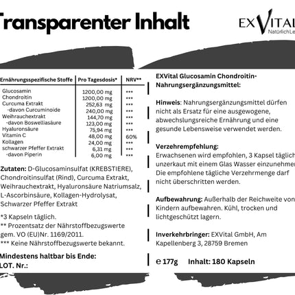 Glikozamīna hondroitīns augstā devā - 1200 mg dienā - ar kurkumu, vīraku, hialuronskābi, C vitamīnu, kolagēnu un piperīnu - 180 kapsulas, laboratoriski pārbaudītas