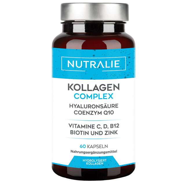Kolagēna kapsulu komplekss + Q10 hialuronskābe - augsta deva - locītavām un ādai - biotīns, vitamīns CD B12, cinks - kolagēna hidrolizāts 60 kapsulās - Nutralie