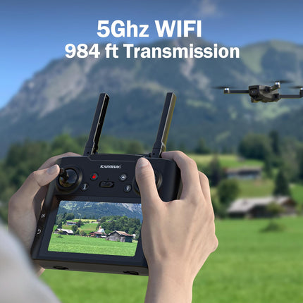 K600 GPS drons ar 4K kameru, tālvadības pulti ar UHD ekrānu, vēja izturīgs salokāms drons ar SD karti, drons ar pārnēsāšanas somu, automātiska lidošana pieaugušajiem un iesācējiem