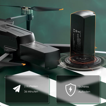 Izturīgs bezkontaktu motora drons ar kameru iesācējiem, CHUBORY A68 WiFi FPV kvadrokopters ar 2K HD kameru, automātiska lidošana, 3D pagriezieni, bezgalvas režīms, trajektorijas lidojums, 2 baterijas
