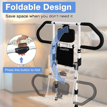 CozyGoo gultas pacēlājs ar sensoru apgaismojumu un augstuma regulēšanu, ergonomiska gultas margas senioriem, izvelkama kritiena aizsardzība ar salocīšanas funkciju, stabila un droša visiem gultas izmēriem