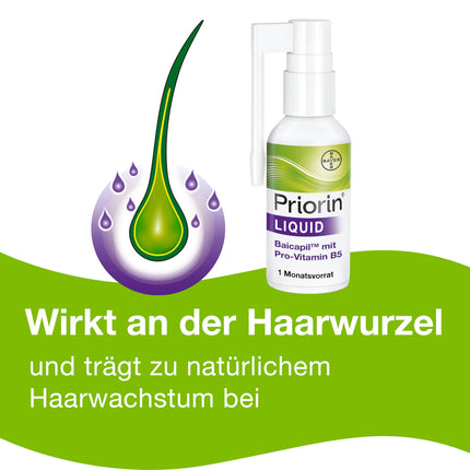 Priorin šķidrums - pret matu izkrišanu un matu retināšanu - augu izcelsmes - ar provitamīnu B5 un Baicapil - kuplāki mati jau pēc 12 nedēļām - 1 x 50 ml