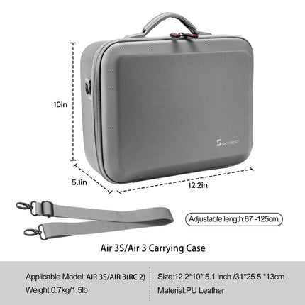 SKYREAT Air 3S/Air 3 soma, pārnēsājama somiņa no PU ādas, ceļojumu soma DJI Air 3S/Air 3, Fly More Combo droniem ar DJ RC 2 kontrolieri un citiem piederumiem