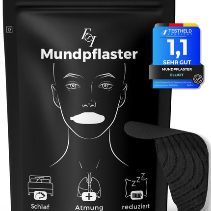 Ellicit® mutes plāksteris gulēšanai, 30 plāksteri augstas kvalitātes mutes plāksteriem gulēšanai, pret krākšanu, krākšanas plāksteri, optimāla fiksācija pat ar bārdu, 95% kokvilna [ērts universāls izmērs]