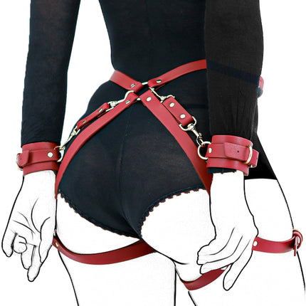 Xocity Sex Bondage SM Kit ierobežošanas komplekts pāriem Modes ierobežošanas komplekti Seksa rotaļlieta sievietēm Viņai ar 2 plaukstu aprocēm un augšstilbu jostām SM Cortex rokudzelžu komplekts Seksa rotaļlietas Rotaļlietas