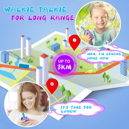 Ushining rācija bērniem, uzlādējama rācija ar 16 kanālu VOX radio, LCD lukturītis ar fona apgaismojumu, 3 km diapazons piedzīvojumiem brīvā dabā, kempingam, pārgājieniem, violeta