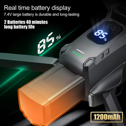 OBEST GPS drons ar 4K profesionālu kameru, tālvadības pulti ar UHD ekrānu, 2 baterijām, 40 minūšu lidojuma laiku, 5G FPV pārraidi, RC kvadrokopteri pieaugušajiem, SD karti