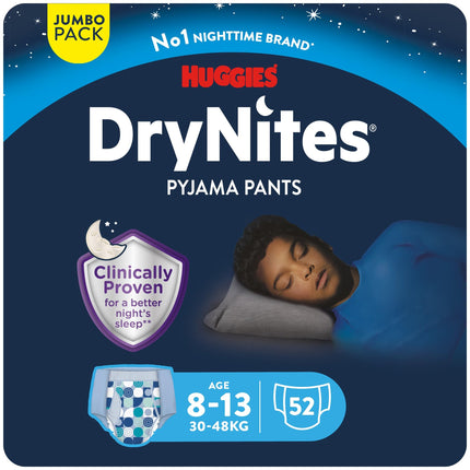 Huggies Dry Nites pidžamas biksītes, 8-13 gadi (30-48 kg), 4 x 13 gabali