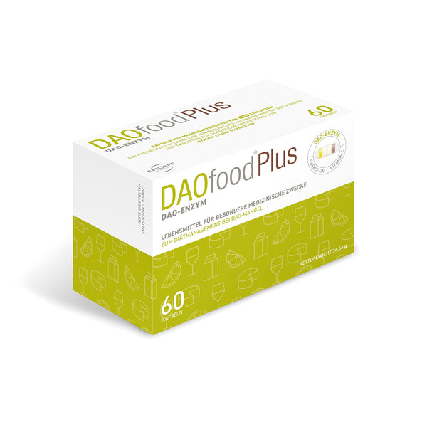 DR Healthcare Plus — uztura bagātinātājs DAO deficīta/histamīna nepanesības gadījumā — 60 efektīvas, viegli sagremojamas, zarnās šķīstošās kapsulas — gremošanas enzīmi — DAO enzīms, kvercetīns un C vitamīns.