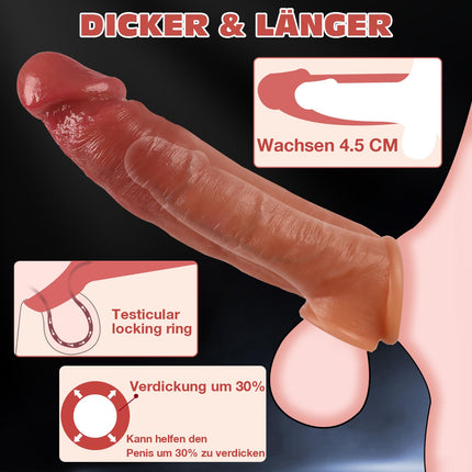 Warmfeel Penishülle Realistische Penismanschetten Sexspielzeug, 22cm Silikon Dildo Penis Sleeve Sex Spielzeug für die Männer und Paara, Penisverlängerung Penisvergrößerung Zeitverlängerung Sex Toys
