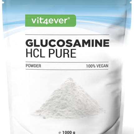 Glikozamīna hidrohlorīds tīrs - 1000 g (1 kg) tīra pulvera bez piedevām - No augu fermentācijas - Laboratorijā pārbaudīts - Vegāns - Augsta deva - Augstākās kvalitātes